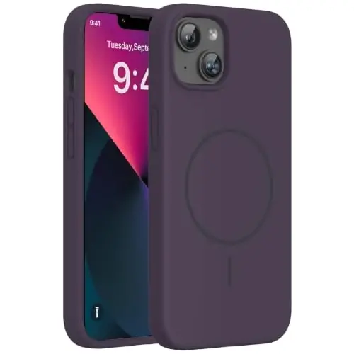 Miracase Silicone & Magnetic for iPhone 12 Mini/13 Mini Case, Dark Purple | Compatible with MagSafe, Soft Microfiber Lining, Silicone Cover Shockproof Drop Protection Phone Case for 12 Mini/13 Mini - 1