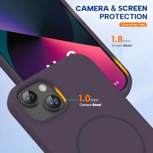 Miracase Silicone & Magnetic for iPhone 12 Mini/13 Mini Case, Dark Purple | Compatible with MagSafe, Soft Microfiber Lining, Silicone Cover Shockproof Drop Protection Phone Case for 12 Mini/13 Mini - Miracase (1)