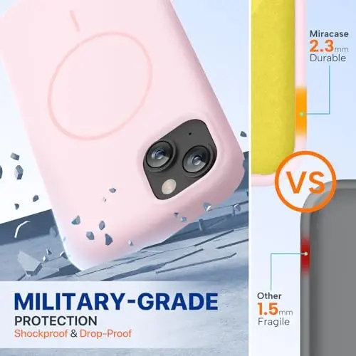 Miracase Silicone & Magnetic for iPhone 12 Mini/13 Mini Case, Sand Pink | Compatible with MagSafe, Soft Microfiber Lining, Silicone Cover Shockproof Drop Protection Phone Case for 12 Mini/13 Mini - 3