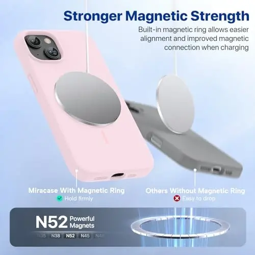 Miracase Silicone & Magnetic for iPhone 12 Mini/13 Mini Case, Sand Pink | Compatible with MagSafe, Soft Microfiber Lining, Silicone Cover Shockproof Drop Protection Phone Case for 12 Mini/13 Mini - 4