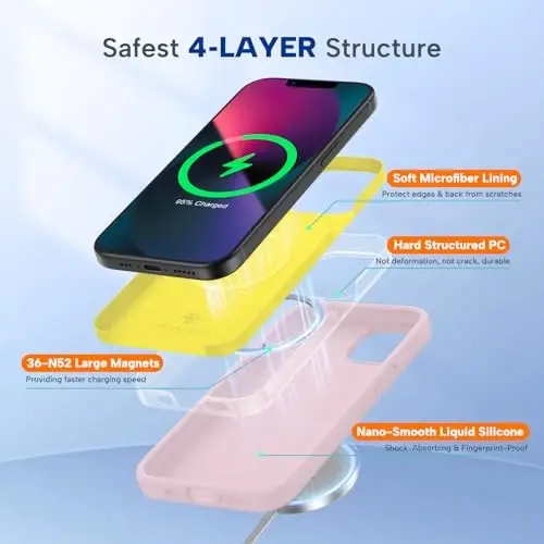 Miracase Silicone & Magnetic for iPhone 12 Mini/13 Mini Case, Sand Pink | Compatible with MagSafe, Soft Microfiber Lining, Silicone Cover Shockproof Drop Protection Phone Case for 12 Mini/13 Mini - 5
