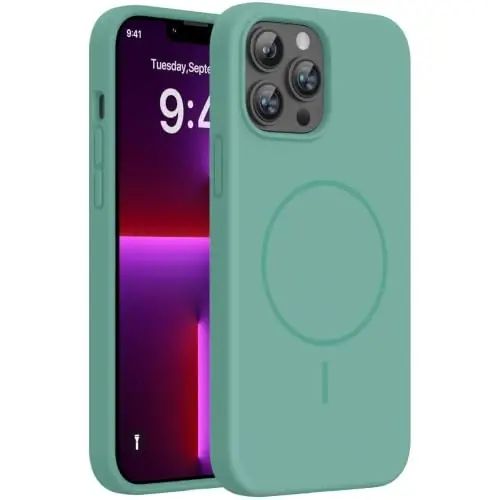Miracase Silicone & Magnetic for iPhone 13 Pro Max Case, Midnight Green | Compatible with MagSafe, Soft Microfiber Lining, Premium Silicone Cover Shockproof Drop Protection Phone Case for 13 Pro Max - 1