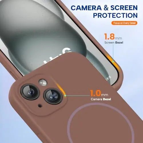 Miracase Silicone & Magnetic for iPhone 15 Plus Case, Chocolate | Compatible with MagSafe, Soft Microfiber Lining, Liquid Silicone Case Shockproof Drop Protection Phone Case for 15 Plus - 6