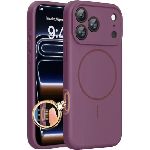 Miracase Silicone & Magnetic for iPhone 17 Pro Max Case, Cherry Red | Compatible with MagSafe, Camera Control Cover, Premium Silicone Cover Shockproof Drop Protection Phone Case for 17 Pro Max - 1