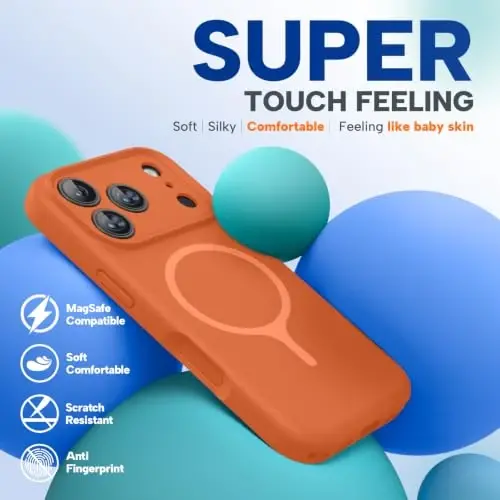 Miracase Silicone & Magnetic for iPhone 18 Pro Max Case, Amber Orange | Compatible with MagSafe, Camera Control Cover, Premium Silicone Cover Shockproof Drop Protection Phone Case for 18 Pro Max - 4