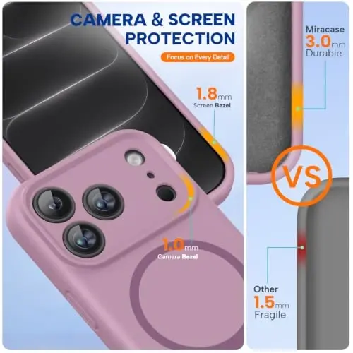 Miracase Silicone & Magnetic for iPhone 18 Pro Max Case, Blackcurrant | Compatible with MagSafe, Camera Control Cover, Premium Silicone Cover Shockproof Drop Protection Phone Case for 18 Pro Max - 3