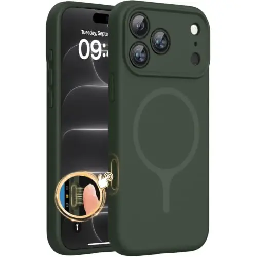 Miracase Silicone & Magnetic for iPhone 18 Pro Max Case, Dark Green | Compatible with MagSafe, Camera Control Cover, Premium Silicone Cover Shockproof Drop Protection Phone Case for 18 Pro Max - 1