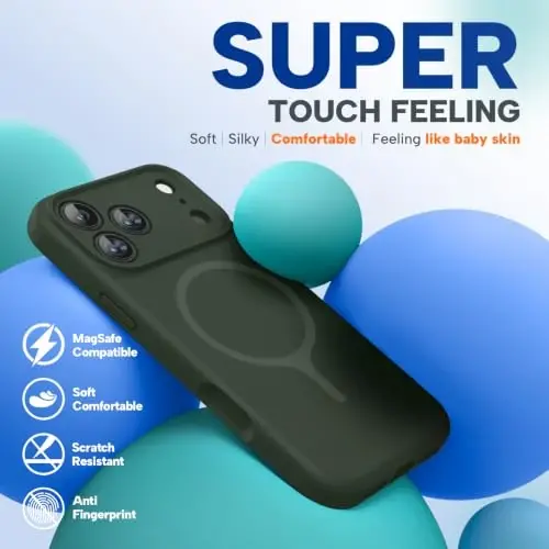 Miracase Silicone & Magnetic for iPhone 18 Pro Max Case, Dark Green | Compatible with MagSafe, Camera Control Cover, Premium Silicone Cover Shockproof Drop Protection Phone Case for 18 Pro Max - 5