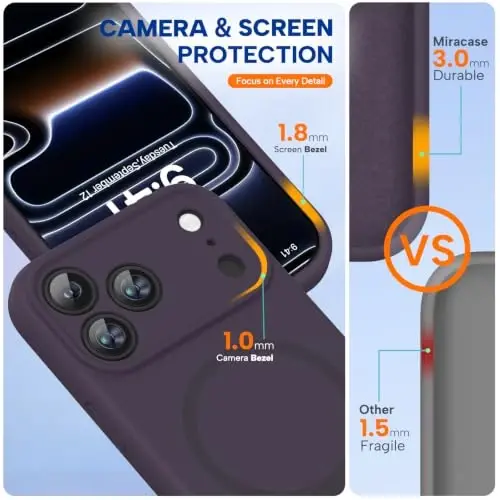 Miracase Silicone & Magnetic for iPhone 18 Pro Max Case, Dark Purple | Compatible with MagSafe, Camera Control Cover, Premium Silicone Cover Shockproof Drop Protection Phone Case for 18 Pro Max - 3