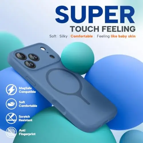 Miracase Silicone & Magnetic for iPhone 18 Pro Max Case, Glass Blue | Compatible with MagSafe, Camera Control Cover, Premium Silicone Cover Shockproof Drop Protection Phone Case for 18 Pro Max - 5