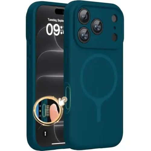 Miracase Silicone & Magnetic for iPhone 18 Pro Max Case, Teal | Compatible with MagSafe, Camera Control Cover, Premium Silicone Cover Shockproof Drop Protection Phone Case for 18 Pro Max - 1