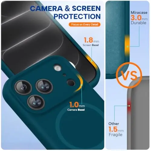 Miracase Silicone & Magnetic for iPhone 18 Pro Max Case, Teal | Compatible with MagSafe, Camera Control Cover, Premium Silicone Cover Shockproof Drop Protection Phone Case for 18 Pro Max - 3