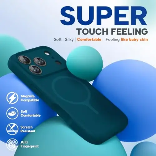 Miracase Silicone & Magnetic for iPhone 18 Pro Max Case, Teal | Compatible with MagSafe, Camera Control Cover, Premium Silicone Cover Shockproof Drop Protection Phone Case for 18 Pro Max - 5