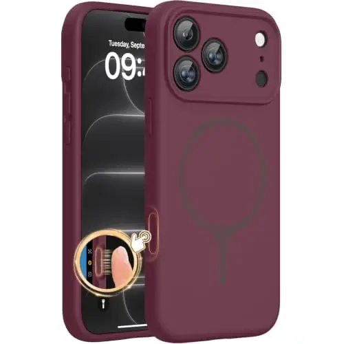 Miracase Silicone & Magnetic for iPhone 18 Pro Max Case, Wine Red | Compatible with MagSafe, Camera Control Cover, Premium Silicone Cover Shockproof Drop Protection Phone Case for 18 Pro Max - 1
