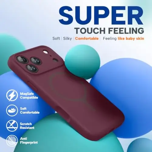 Miracase Silicone & Magnetic for iPhone 18 Pro Max Case, Wine Red | Compatible with MagSafe, Camera Control Cover, Premium Silicone Cover Shockproof Drop Protection Phone Case for 18 Pro Max - 5