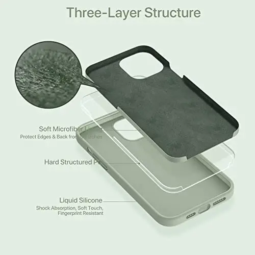 Miracase Совместим с iPhone 12 чехол и iPhone 12 Pro чехол, жидкий силиконовый гель резиновый полный корпус защита от ударов защита от падений чехол для iPhone 12/12 Pro 6.1 дюйм, патина зеленый - 4