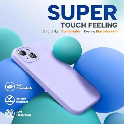 Miracase, совместимый с чехлом для iPhone 15, [мягкая подкладка из микрофибры, устойчивая к царапинам], жидкий силиконовый чехол, гелевый резиновый ударопрочный чехол для iPhone 15, светло-фиолетовый - 4