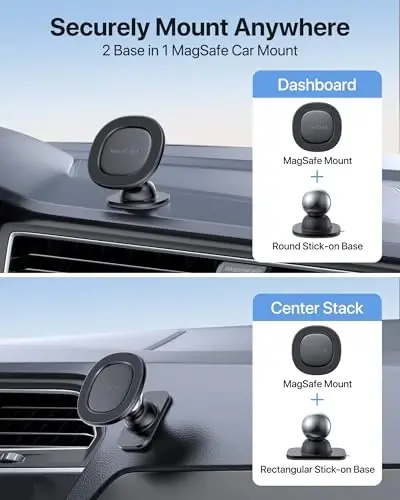 Miracase uchun MagSafe Avtomobilga O'rnatgich【Kuchli Magnetlar】 Old panel uchun Magnit Telefon Ushlagich, 360 Sozlanadigan Avtomobil Telefon Ushlagichi, Garmin GPS iPhone Android va Barcha Smartfonlar bilan Mos, Qora - 5