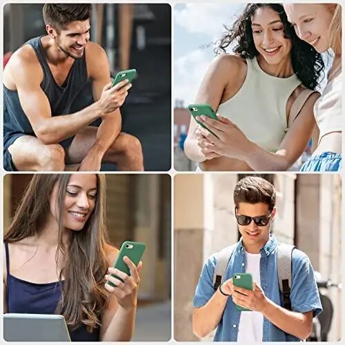 Miracase Ultra Slim Designed for iPhone SE Case 2022(3rd Gen)/iPhone SE 2020 Case(2nd Gen)/iPhone 7 Case/iPhone 8 Case with Screen Protector, Multi-Color Silicone Shockproof Phone Case(Acacia Green) - 1