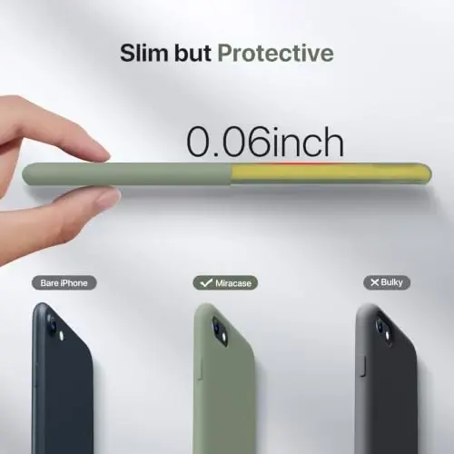 Miracase Ultra Slim Designed for iPhone SE Case 2022(3rd Gen)/iPhone SE 2020 Case(2nd Gen)/iPhone 7 Case/iPhone 8 Case with Screen Protector, Multi-Color Silicone Shockproof Phone Case Patina Green - 2