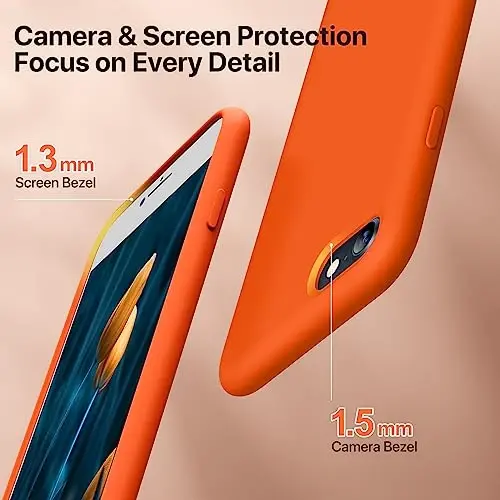 miracase Ultra Slim Designed for iPhone SE 2022(3rd Gen)/iPhone SE 2020(2nd Gen)/iPhone 7/iPhone 8 Case with Screen Protector, Multi-Color Silicone Shockproof Phone Case(Orange) - 4