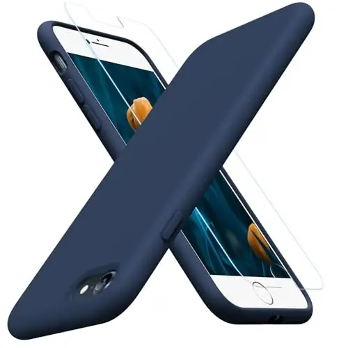 Miracase Ultra Slim Designed for iPhone SE Case 2022(3rd Gen)/iPhone SE 2020 Case(2nd Gen)/iPhone 7 Case/iPhone 8 Case with Screen Protector, Multi-Color Silicone Shockproof Phone Case(Dark Blue) 