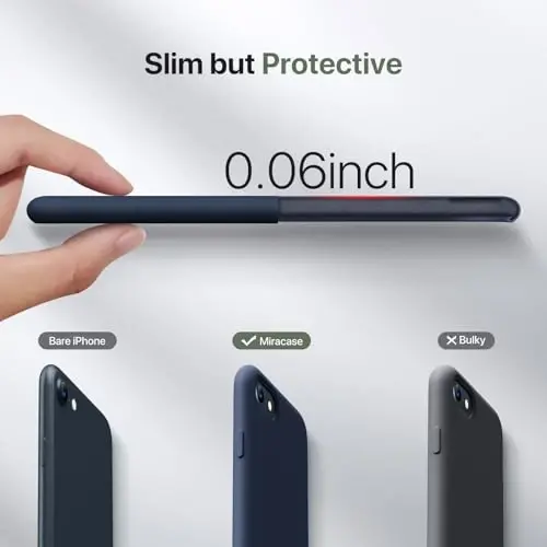 Miracase Ultra Slim Designed for iPhone SE Case 2022(3rd Gen)/iPhone SE 2020 Case(2nd Gen)/iPhone 7 Case/iPhone 8 Case with Screen Protector, Multi-Color Silicone Shockproof Phone Case(Dark Blue) - 6