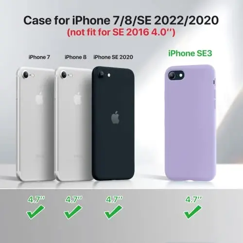 Miracase Ultra İnce Tasarımlı iPhone SE Kılıfı 2022(3. Nesil)/iPhone SE 2020 Kılıfı(2. Nesil)/Ekran Koruyuculu iPhone 7 Kılıfı/iPhone 8 Kılıfı, Çok Renkli Silikon Darbeye Dayanıklı Telefon Kılıfı(Açık Mor) 