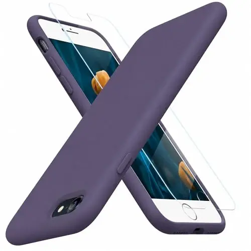 miracase Ultra Slim Designed for iPhone SE Case 2022(3rd Gen)/iPhone SE 2020 Case(2nd Gen)/iPhone 7 Case/iPhone 8 Case with Screen Protector, Multi-Color Silicone Shockproof Phone Case Dark Purple 
