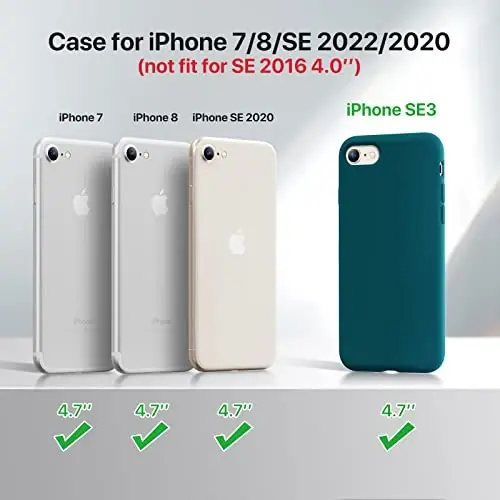 Miracase Ultra Slim Designed for iPhone SE Case 2022(3rd Gen)/iPhone SE 2020 Case(2nd Gen)/iPhone 7 Case/iPhone 8 Case with Screen Protector, Multi-Color Silicone Shockproof Phone Case(Teal) 