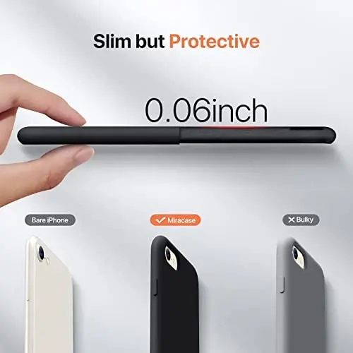 Miracase Ultra Slim Designed for iPhone SE 2022(3rd Gen)/iPhone SE 2020(2nd Gen)/iPhone 7/iPhone 8 Case with Screen Protector, Multi-Color Silicone Shockproof Phone Case(Black) - 3