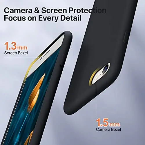 Miracase Ultra Slim Designed for iPhone SE 2022(3rd Gen)/iPhone SE 2020(2nd Gen)/iPhone 7/iPhone 8 Case with Screen Protector, Multi-Color Silicone Shockproof Phone Case(Black) - 4