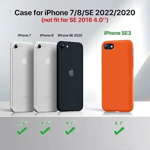 Miracase Ultra Slim Designed for iPhone SE 2022(3rd Gen)/iPhone SE 2020(2nd Gen)/iPhone 7/iPhone 8 Case with Screen Protector, Multi-Color Silicone Shockproof Phone Case(Orange) - MIRACASE