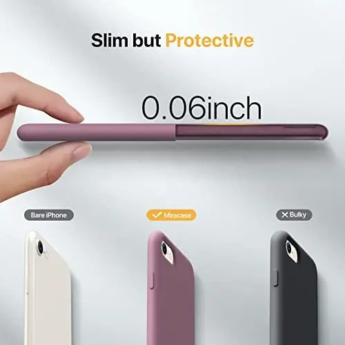 Miracase Ultra Slim Designed for iPhone SE Case 2022(3rd Gen)/iPhone SE 2020 Case(2nd Gen)/iPhone 7 Case/iPhone 8 Case with Screen Protector, Multi-Color Silicone Shockproof Phone Case(Blackcurrant) - 3