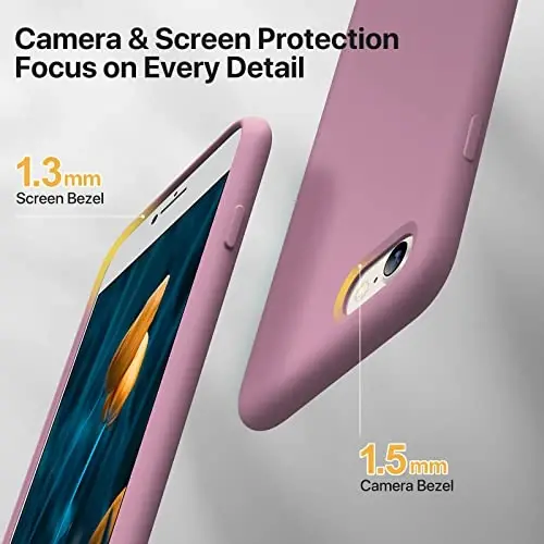 Miracase Ultra Slim Designed for iPhone SE Case 2022(3rd Gen)/iPhone SE 2020 Case(2nd Gen)/iPhone 7 Case/iPhone 8 Case with Screen Protector, Multi-Color Silicone Shockproof Phone Case(Blackcurrant) - 4