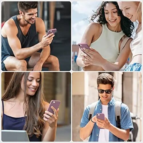 Miracase Ultra Slim Designed for iPhone SE Case 2022(3rd Gen)/iPhone SE 2020 Case(2nd Gen)/iPhone 7 Case/iPhone 8 Case with Screen Protector, Multi-Color Silicone Shockproof Phone Case(Blackcurrant) - 1