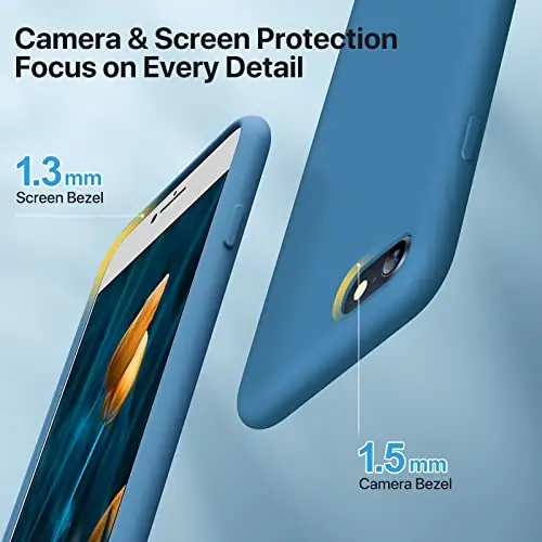 Miracase Ultra Slim Designed for iPhone SE Case 2022(3rd Gen)/iPhone SE 2020 Case(2nd Gen)/iPhone 7 Case/iPhone 8 Case with Screen Protector, Multi-Color Silicone Shockproof Phone Case(Capri Blue) - 4