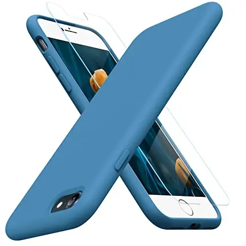 Miracase Ultra Slim Designed for iPhone SE Case 2022(3rd Gen)/iPhone SE 2020 Case(2nd Gen)/iPhone 7 Case/iPhone 8 Case with Screen Protector, Multi-Color Silicone Shockproof Phone Case(Capri Blue) - MIRACASE