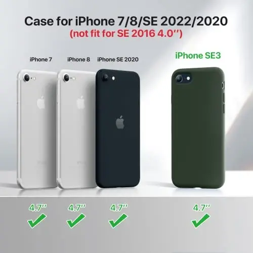Miracase Ultra Slim Designed for iPhone SE Case 2022(3rd Gen)/iPhone SE 2020 Case(2nd Gen)/iPhone 7 Case/iPhone 8 Case with Screen Protector, Multi-Color Silicone Shockproof Phone Case(Dark Green) - 2