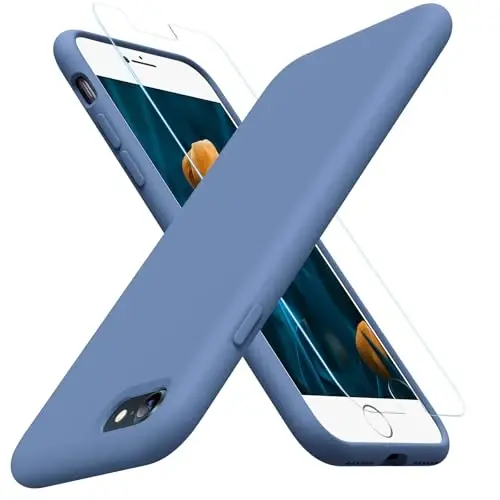 Miracase Ultra Slim Designed for iPhone SE Case 2022(3rd Gen)/iPhone SE 2020 Case(2nd Gen)/iPhone 7 Case/iPhone 8 Case with Screen Protector, Multi-Color Silicone Shockproof Phone Case(Glass Blue) - MIRACASE