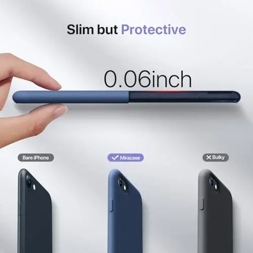 Miracase Ultra Slim Designed for iPhone SE Case 2022(3rd Gen)/iPhone SE 2020 Case(2nd Gen)/iPhone 7 Case/iPhone 8 Case with Screen Protector, Multi-Color Silicone Shockproof Phone Case(Glass Blue) - 3