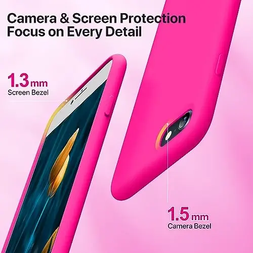 Miracase Ultra Slim Designed for iPhone SE Case 2022(3rd Gen)/iPhone SE 2020 Case(2nd Gen)/iPhone 7 Case/iPhone 8 Case with Screen Protector, Multi-Color Silicone Shockproof Phone Case(Hot Pink) - 3