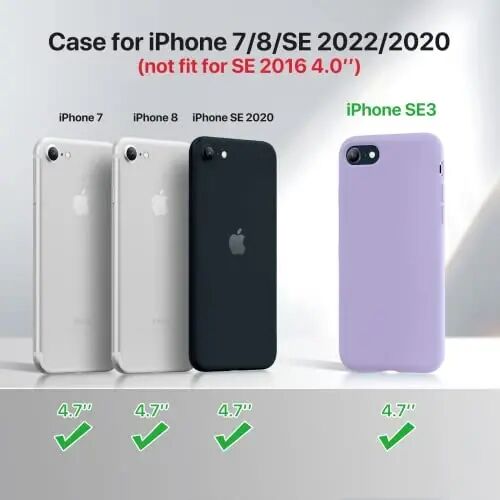 Miracase Ultra Slim Designed for iPhone SE Case 2022(3rd Gen)/iPhone SE 2020 Case(2nd Gen)/iPhone 7 Case/iPhone 8 Case with Screen Protector, Multi-Color Silicone Shockproof Phone Case(Light Purple) - MIRACASE