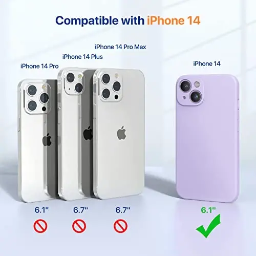 Miracase Designed for iPhone 14 Case with Screen Protector,[Upgraded Enhanced Camera Protection],Shockproof Liquid Silicone Case with Microfiber Lining, 6.1 inch,Aqua Purple - 2