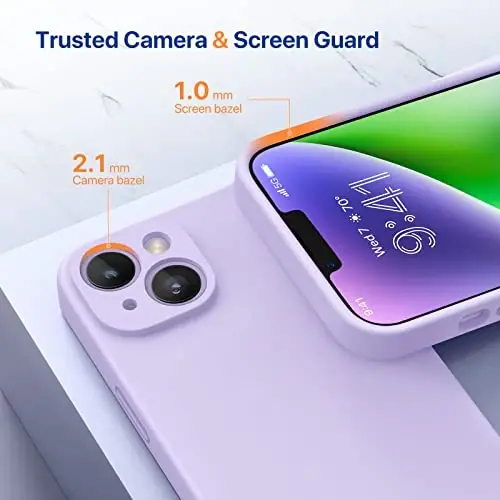 Miracase Designed for iPhone 14 Case with Screen Protector,[Upgraded Enhanced Camera Protection],Shockproof Liquid Silicone Case with Microfiber Lining, 6.1 inch,Aqua Purple - 4