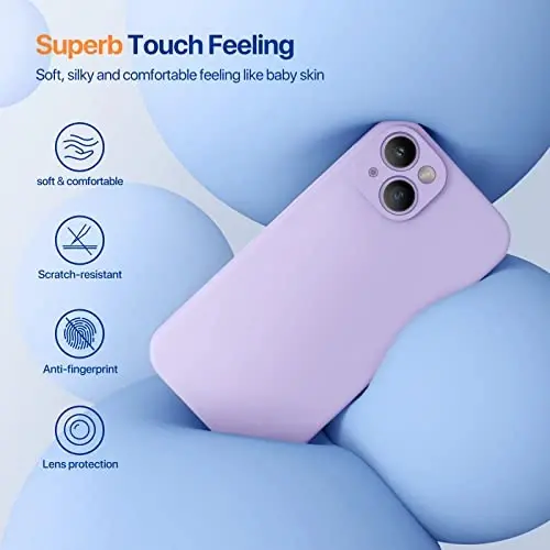 Miracase Designed for iPhone 14 Case with Screen Protector,[Upgraded Enhanced Camera Protection],Shockproof Liquid Silicone Case with Microfiber Lining, 6.1 inch,Aqua Purple - 5