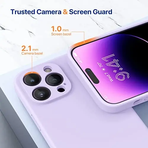 Miracase Designed for iPhone 14 Pro Case, [Upgraded Camera Protection], Shockproof Liquid Silicone Rubber Phone Case Cover for 14 Pro 6.1 inch, Light Purple - 5