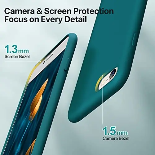 Miracase Ultra Slim Designed for iPhone SE Case 2022(3rd Gen)/iPhone SE 2020 Case(2nd Gen)/iPhone 7 Case/iPhone 8 Case with Screen Protector, Multi-Color Silicone Shockproof Phone Case(Teal) - 4