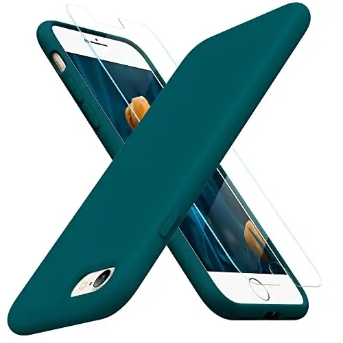 Miracase Ultra Slim Designed for iPhone SE Case 2022(3rd Gen)/iPhone SE 2020 Case(2nd Gen)/iPhone 7 Case/iPhone 8 Case with Screen Protector, Multi-Color Silicone Shockproof Phone Case(Teal) - 1