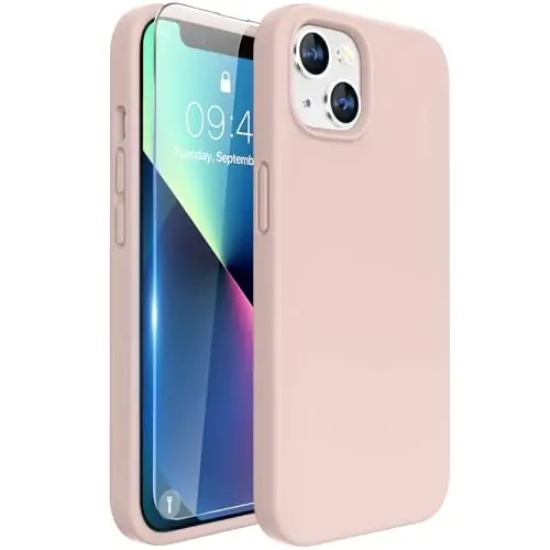 Miracase Ultra Slim iPhone SE 2022(3-avlod)/iPhone SE 2020(2-avlod)/iPhone 7/iPhone 8 uchun ekran himoyachisi bilan g‘ilof, ko‘p rangli silikon zarbaga chidamli telefon g‘ilofi (Qum pushti) 